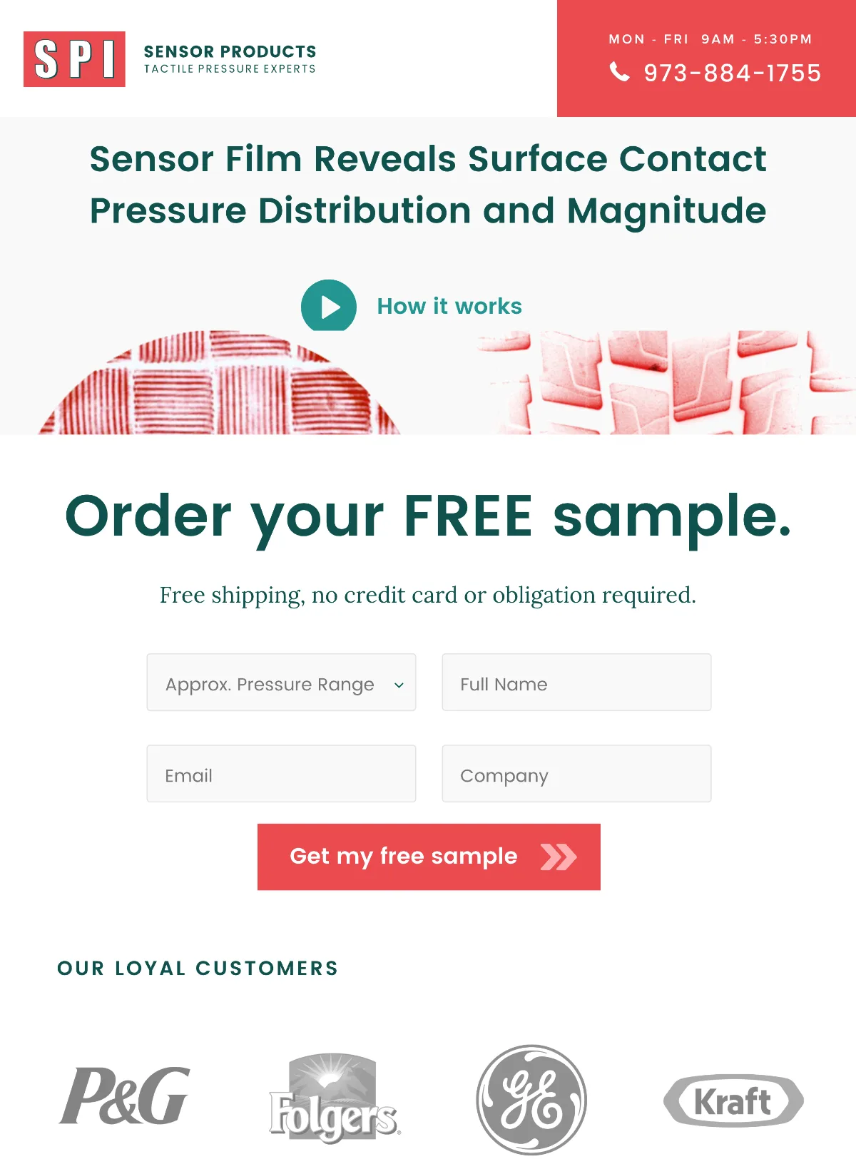 The Sensor Products landing page shown on a tablet